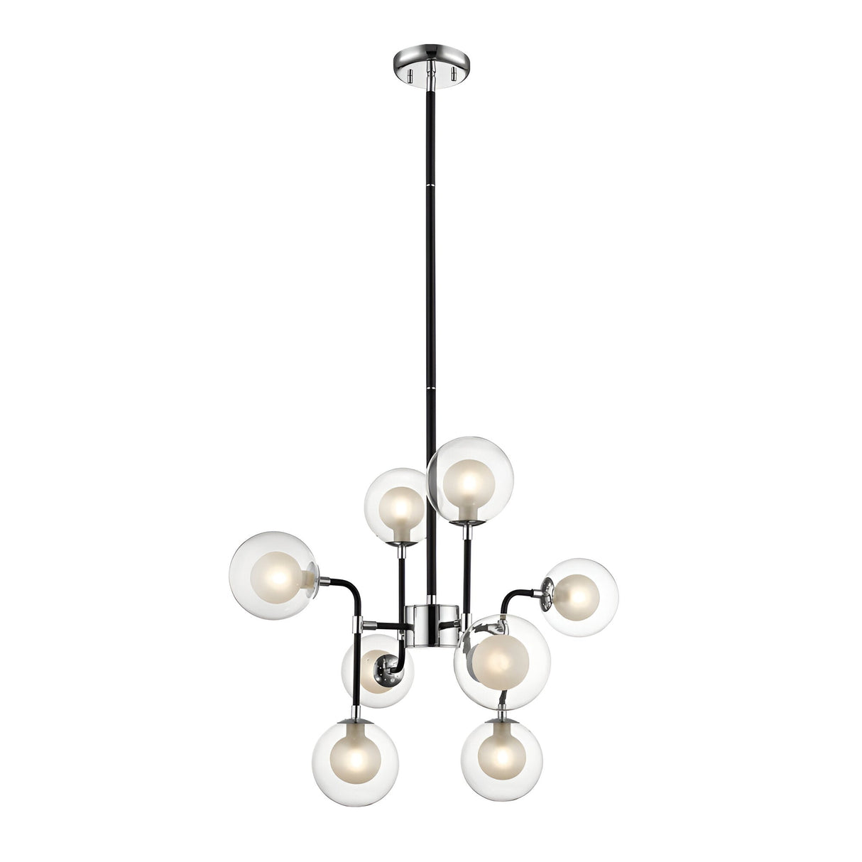Lumen 8 Light Chandelier - Chrome/Matt Black