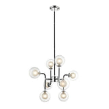 Lumen 8 Light Chandelier - Chrome/Matt Black