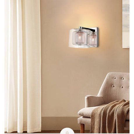 Laurin 1 Light Glass & Copper Mesh Wall Light - Chrome