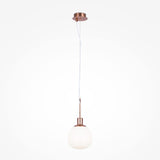 The Erich 1 Light Globe Pendant features a minimalist, smooth, egg-shaped white glass shade suspended by a thin wire and attached to a brass ceiling mount. Its an elegant lighting solution for contemporary interiors.