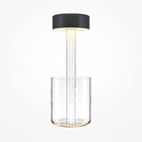 The AI Collaboration LED Table Lamp features a cylinder base, black circular top, and rechargeable LED light emitting a warm glow through a transparent glass tube, against a white background.