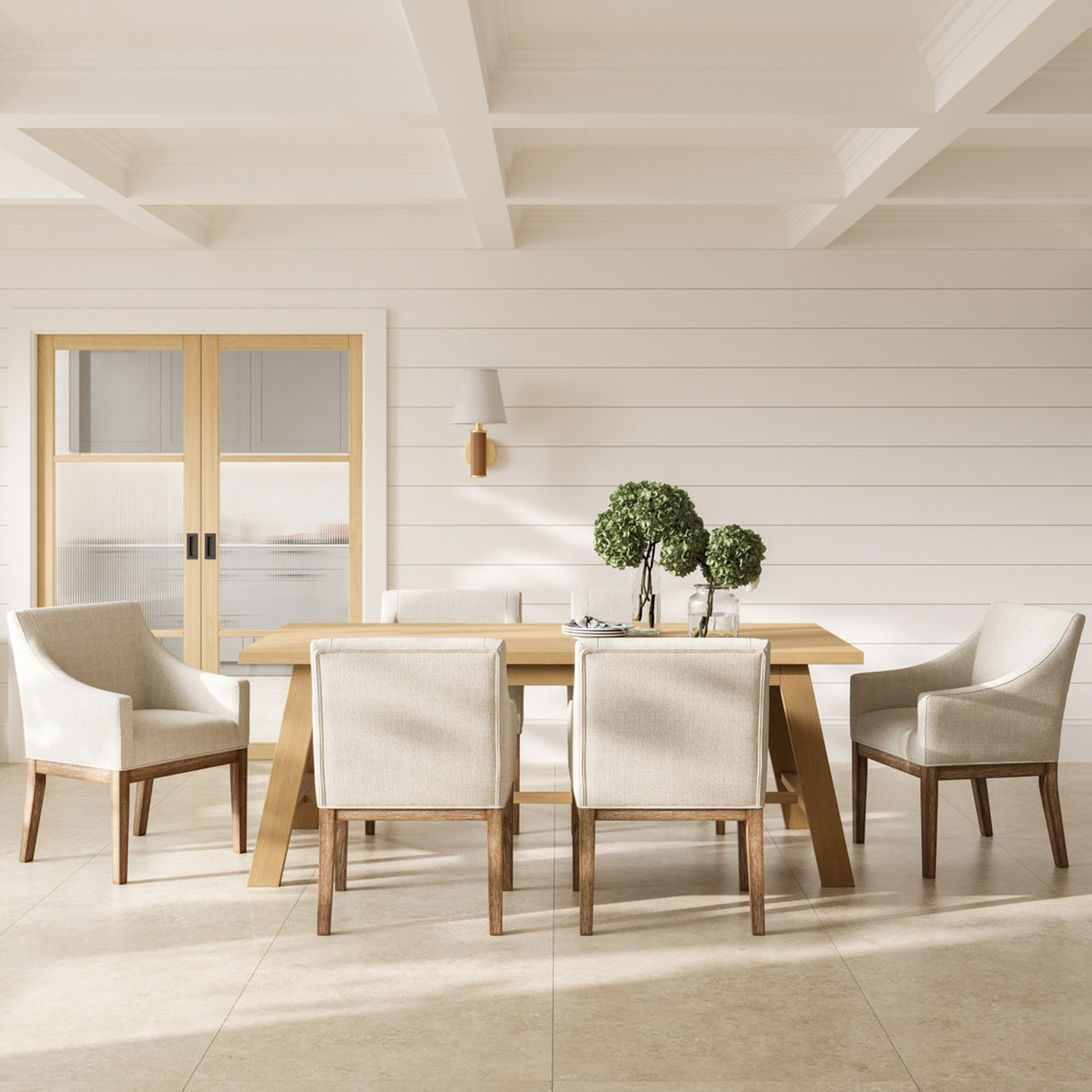 Piper Dining Chair - Bisque with Brushed Wood