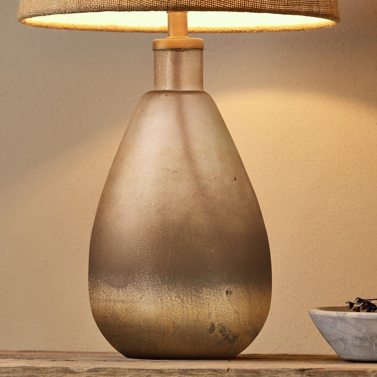 Palla Recycled Glass Table Lamp Base - Rustic Smoke