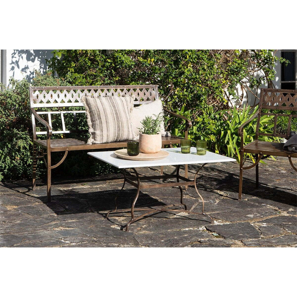 Parwaha Marble Garden Table - Off White