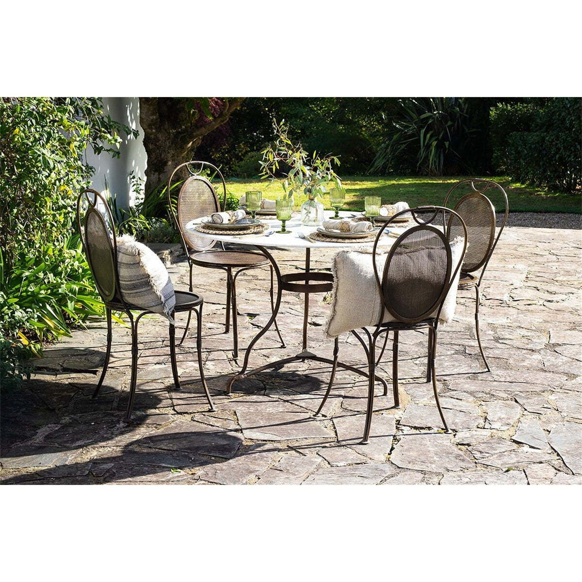 Parwaha 4 Seater Marble Garden Table - Off White