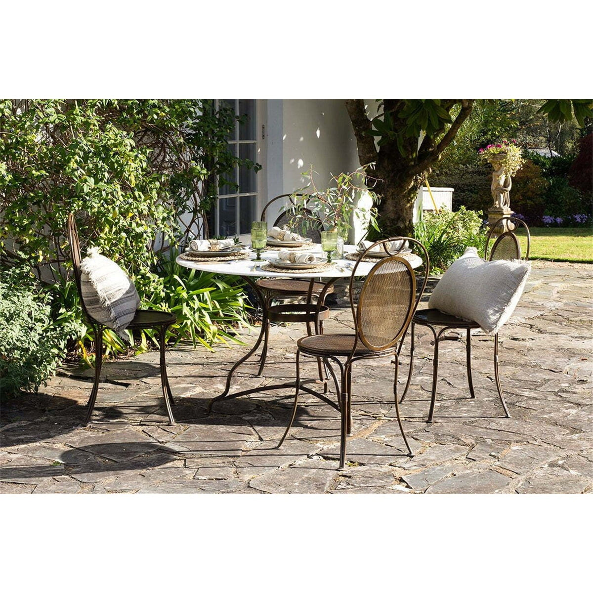 Parwaha 4 Seater Marble Garden Table - Off White