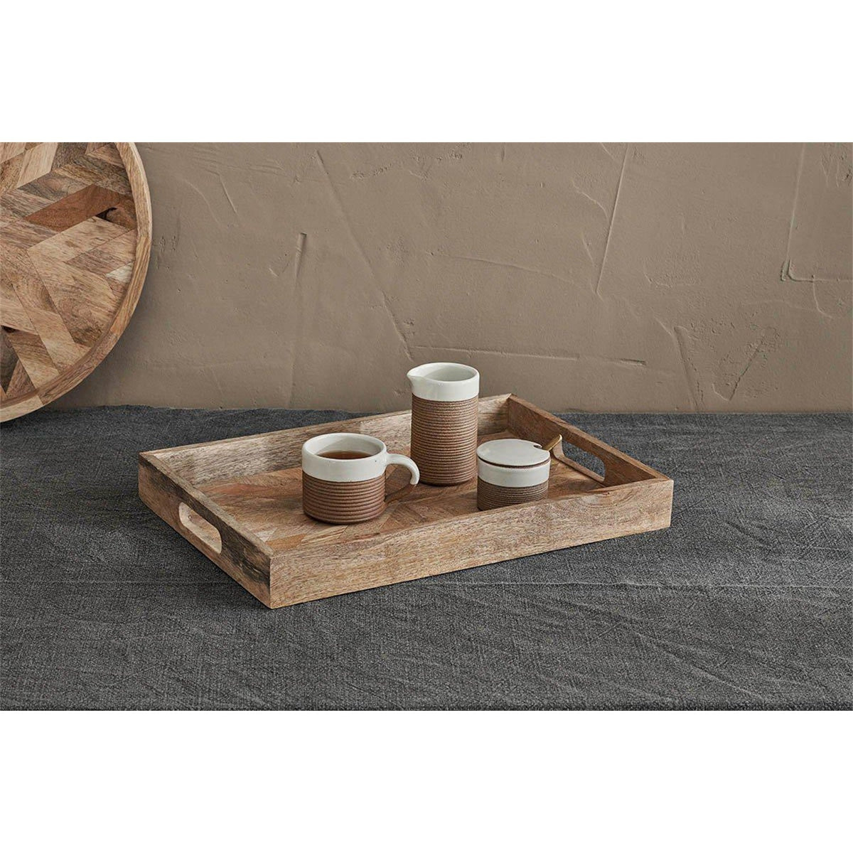 Pawi Rectangular Mango Wood Tray - Natural