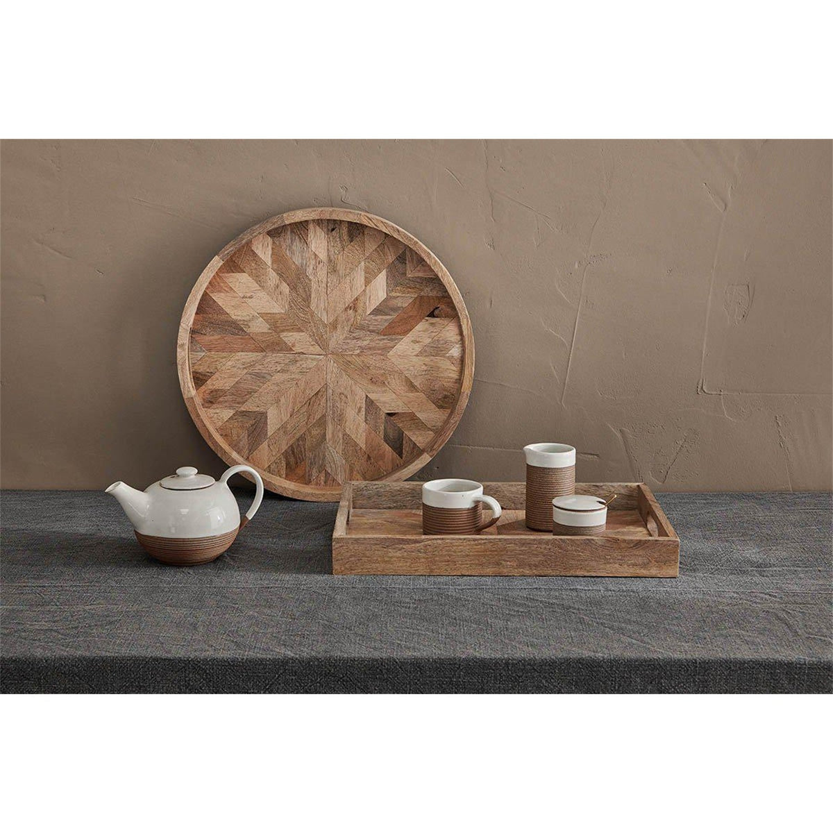 Pawi Rectangular Mango Wood Tray - Natural