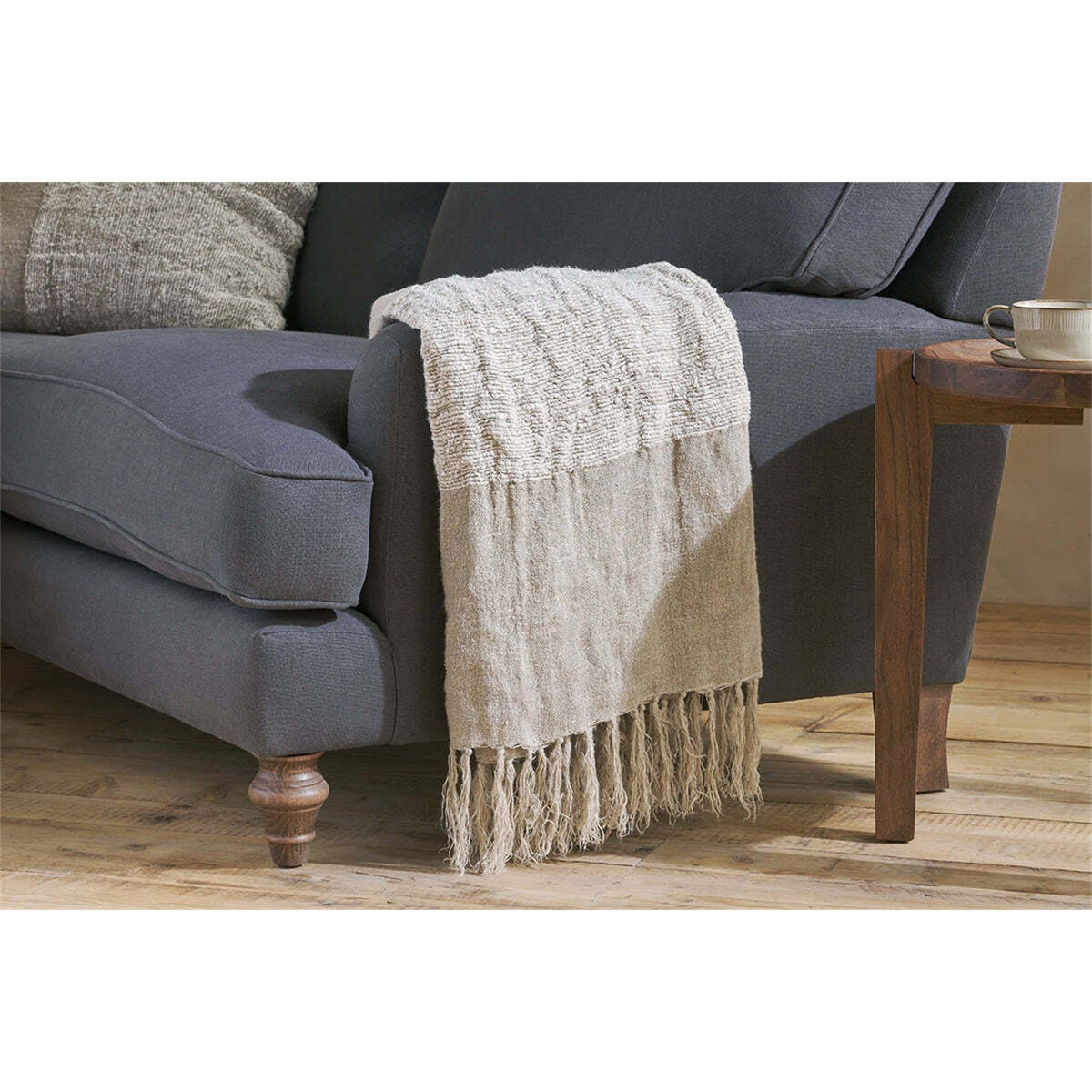 Puli 140 x 200cm Recycled Linen Throw - Natural
