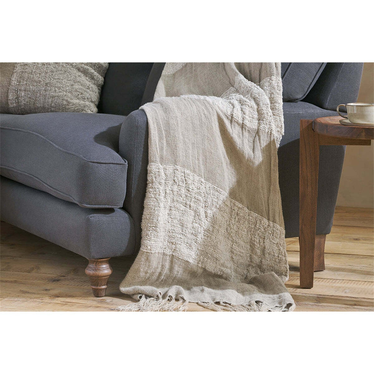 Puli 140 x 200cm Recycled Linen Throw - Natural