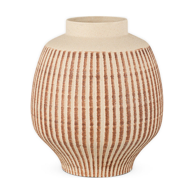 Perola Large Reactive Glaze Ceramic Vase - Natural & Rust