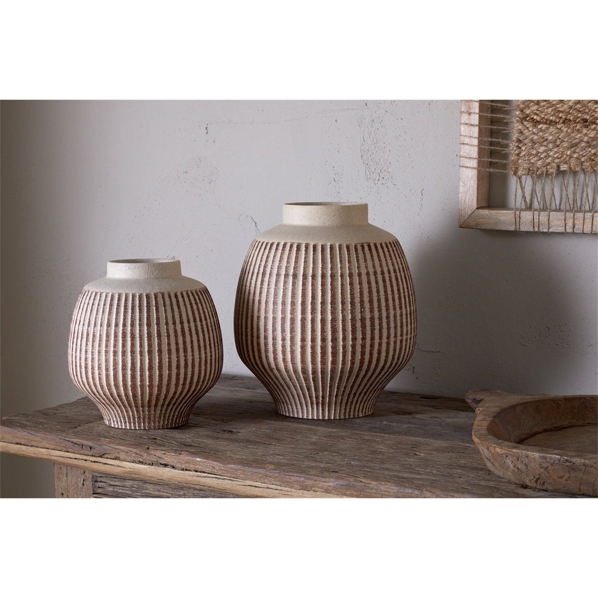 Perola Large Reactive Glaze Ceramic Vase - Natural & Rust