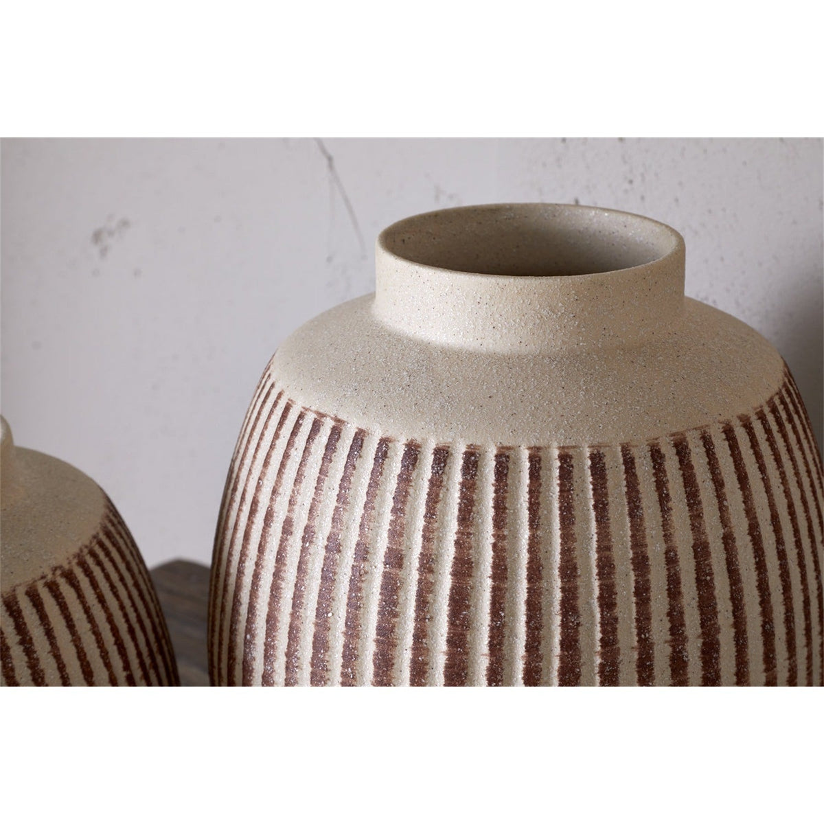 Perola Large Reactive Glaze Ceramic Vase - Natural & Rust