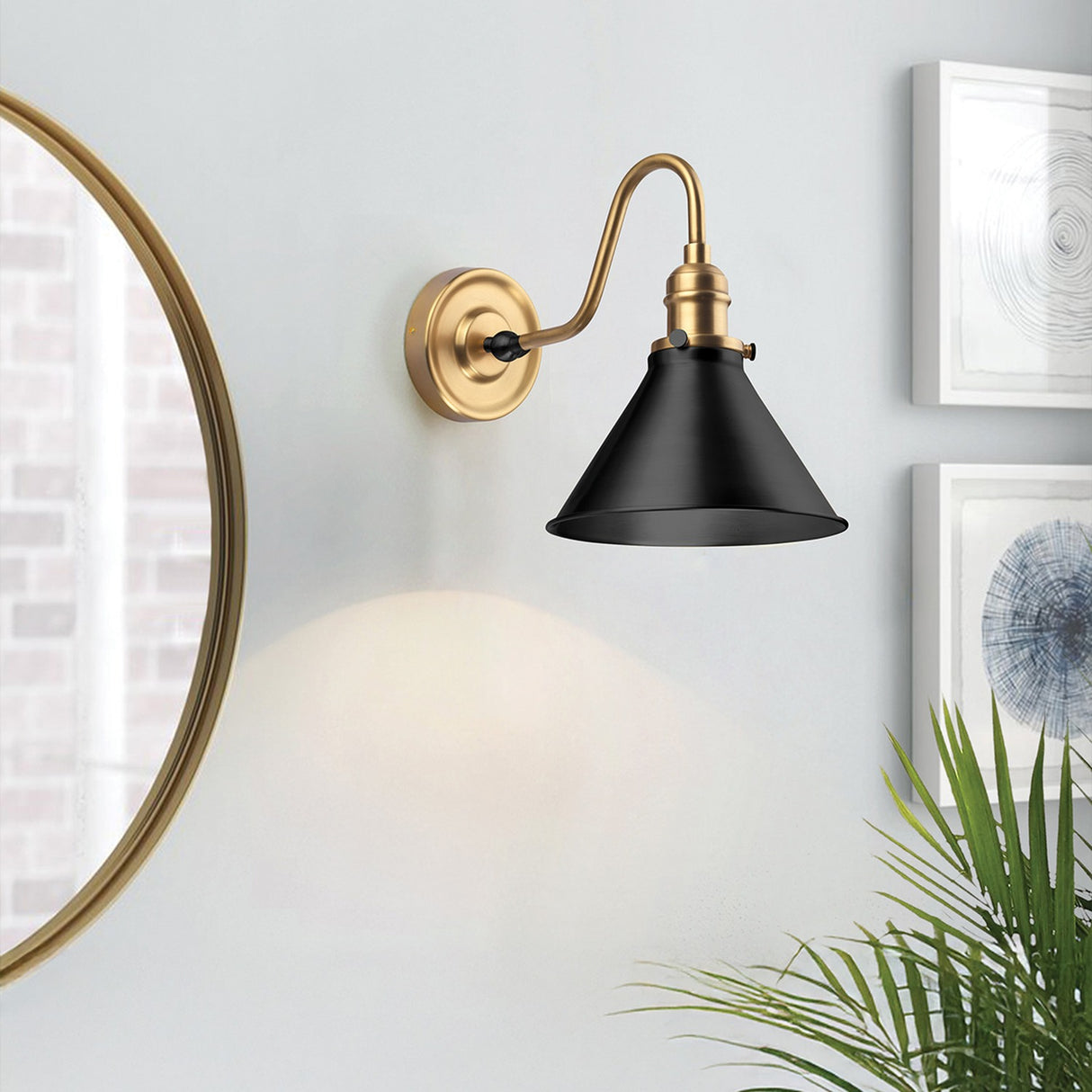Provence 1 Light Wall Light - Aged Brass & Matt Black