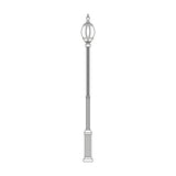 Mullion Large cast aluminium outdoor lamp post with fluted column, ornate lantern head, clear polycarbonate lens and finial top, shown on a plain white background.