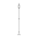 Line drawing of the Mullion Large cast aluminium outdoor lamp post, 262cm column with a single lantern head and ribbed flange plate base, on a plain white background.