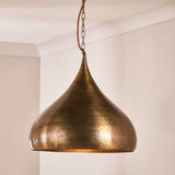 Quinn Large Hammered Pendant Light - Antique Brass