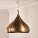 Quinn Large Hammered Pendant Light - Antique Brass