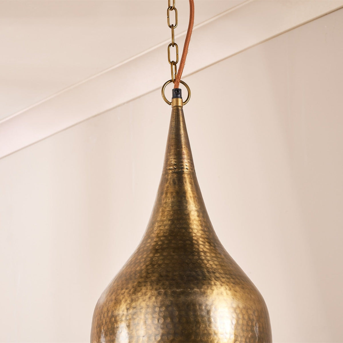 Quinn Small Hammered Pendant Light - Antique Brass
