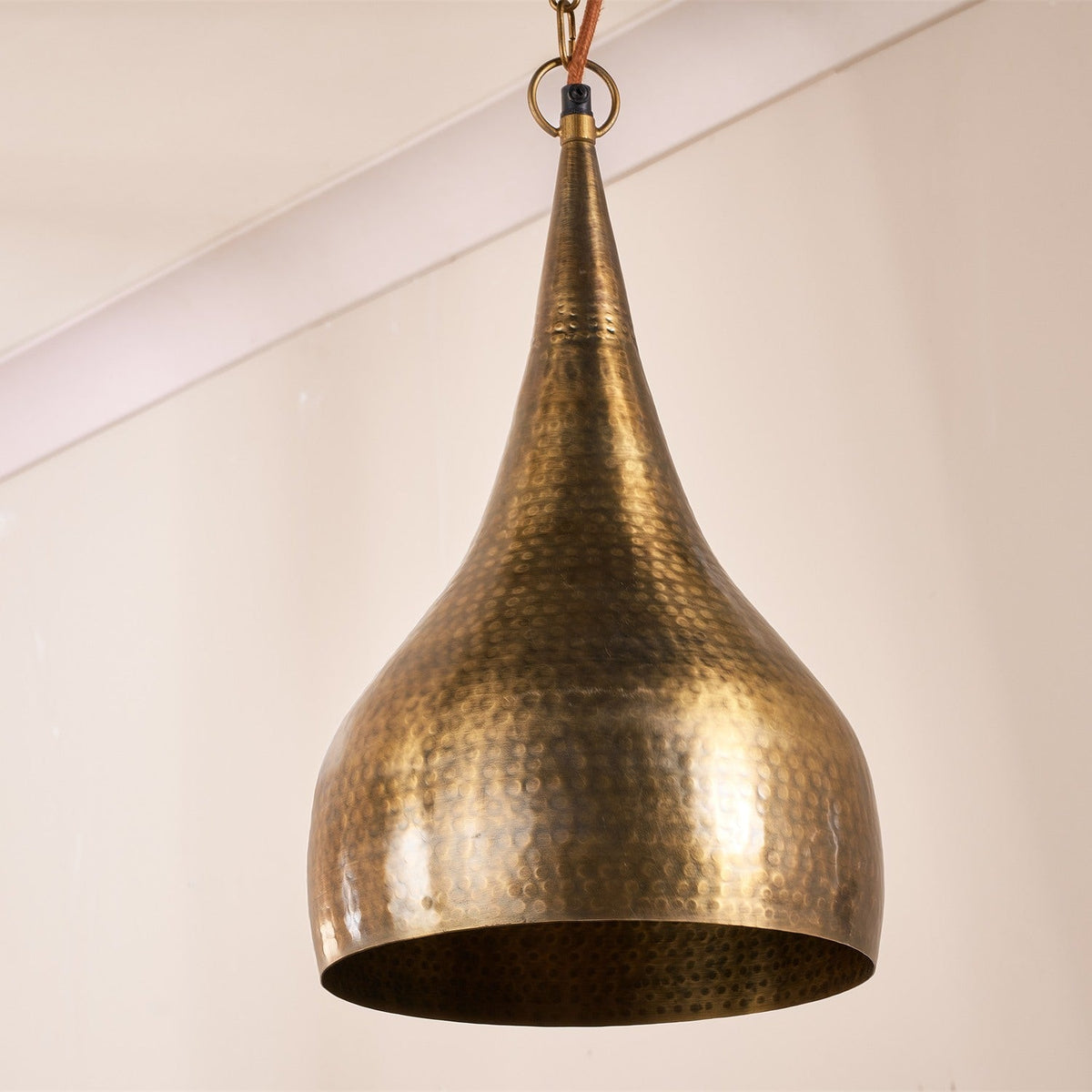 Quinn Small Hammered Pendant Light - Antique Brass