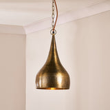 Quinn Small Hammered Pendant Light - Antique Brass