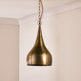 Quinn Small Hammered Pendant Light - Antique Brass