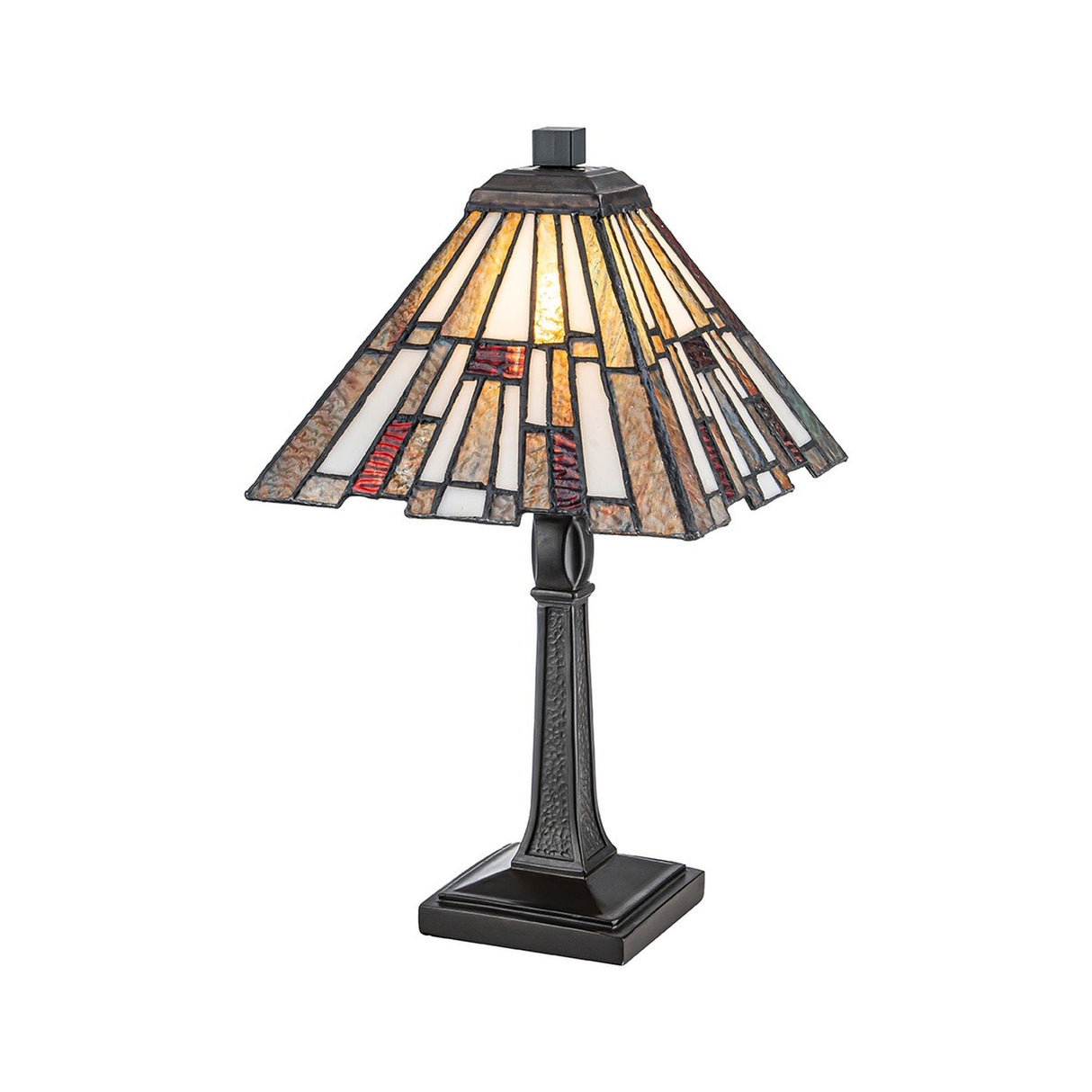 Inglenook 1 Light Small Table Lamp - Valiant Bronze & Art Glass