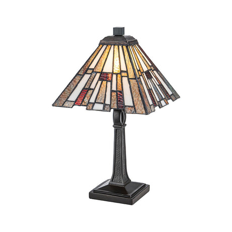Inglenook 1 Light Small Table Lamp - Valiant Bronze & Art Glass