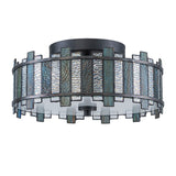 Sentry 2 Light Semi-Flush Ceiling Light - Black & Art Glass