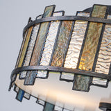 Sentry 2 Light Semi-Flush Ceiling Light - Black & Art Glass