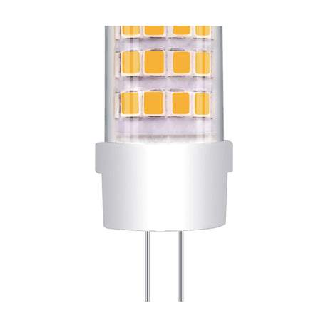 G4 ceramic capsule bulb, 5W 4000K, clear body with visible LED chips, white ceramic base and twin pins, shown against a plain white background.