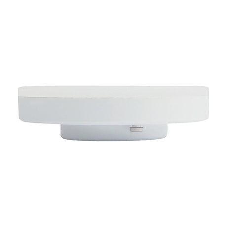 LED GX53 12W dimmable disc bulb in white, 74mm round shape with GX53 cap, shown side-on against a plain white background.