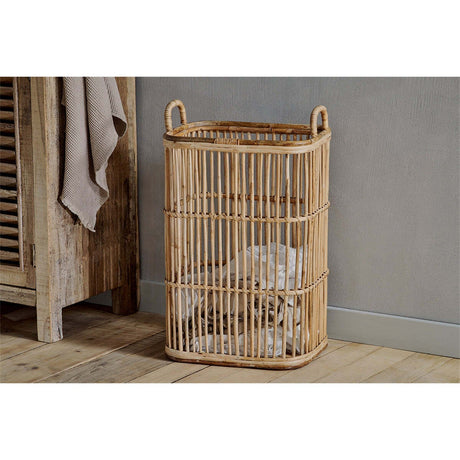 Rammi Tall Rattan Laundry Basket - Natural