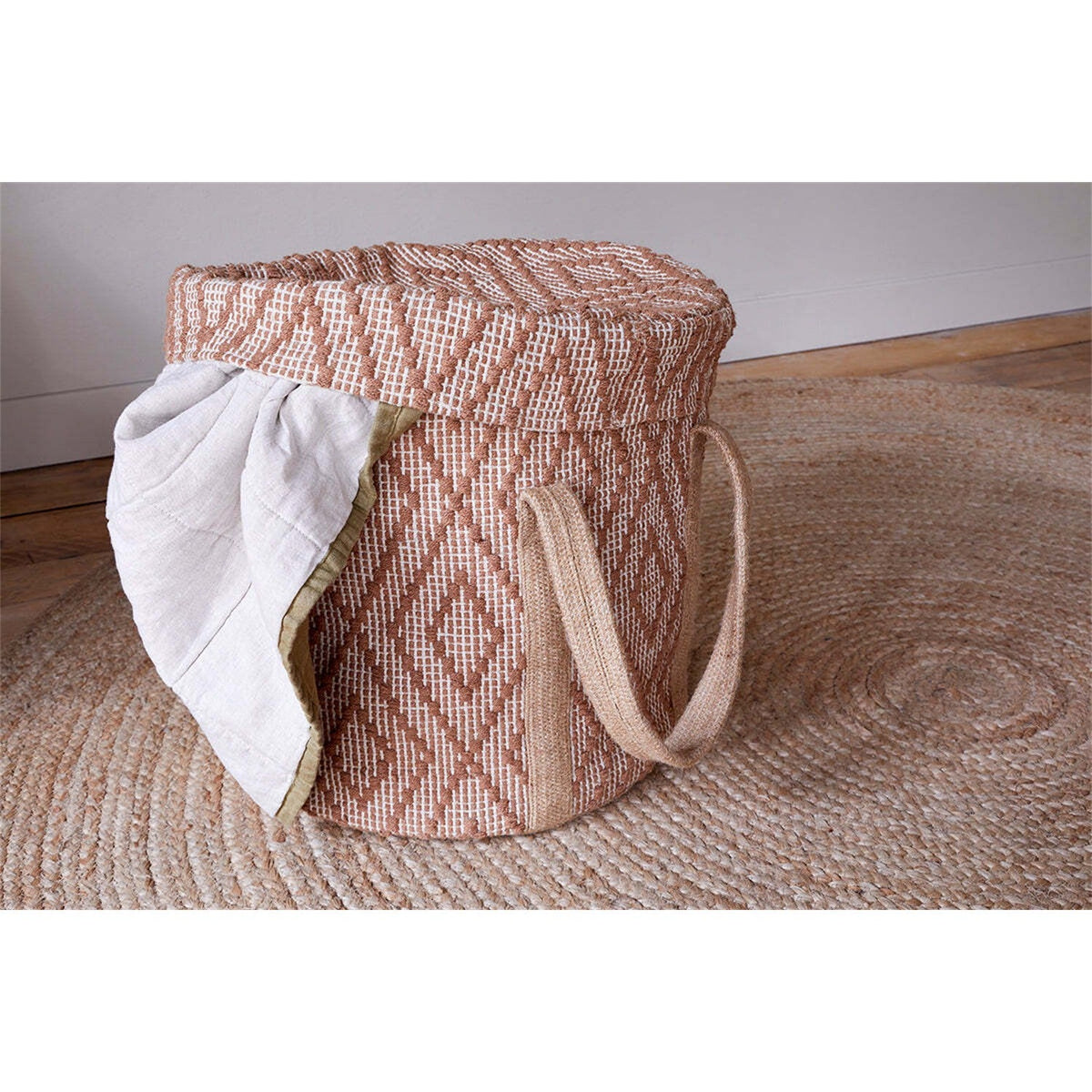 Renu Jute Laundry Basket - Rust & Natural