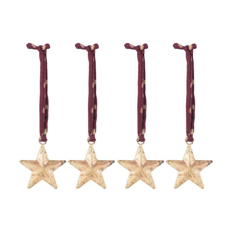 Roshani Star Baubles - Antique Brass - Set of 4