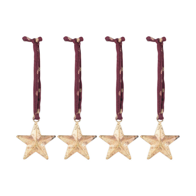 Roshani Star Baubles - Antique Brass - Set of 4