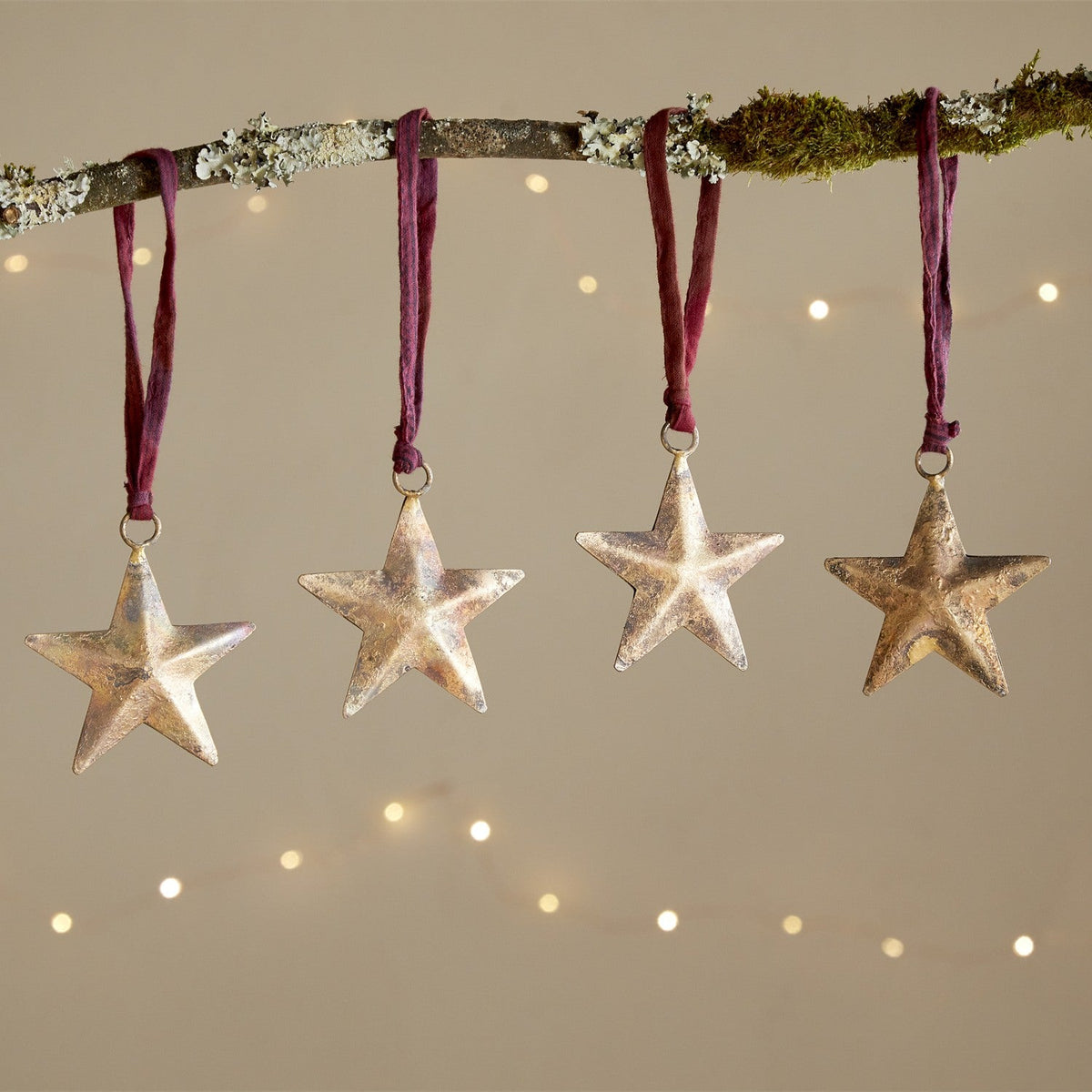 Roshani Star Baubles - Antique Brass - Set of 4