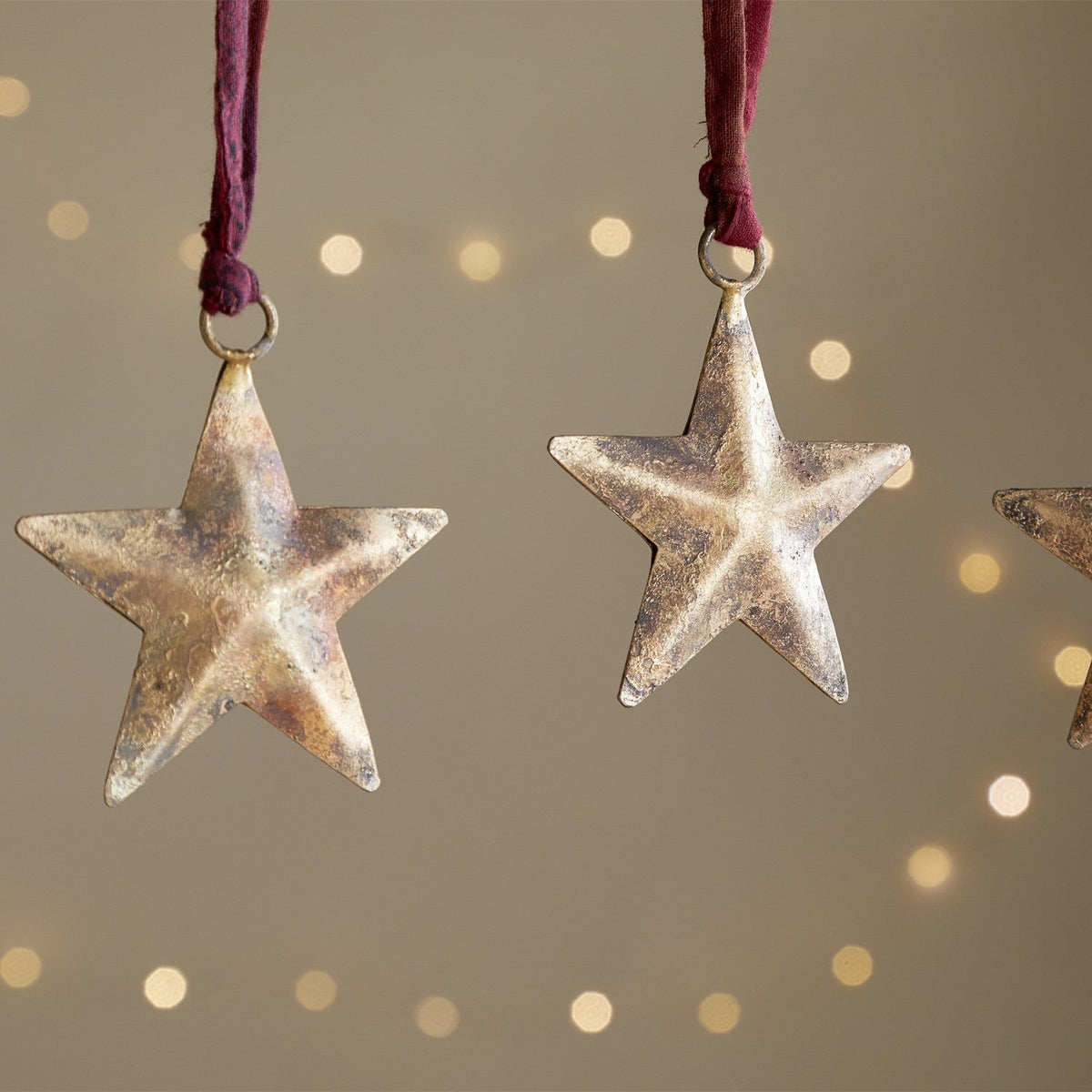 Roshani Star Baubles - Antique Brass - Set of 4