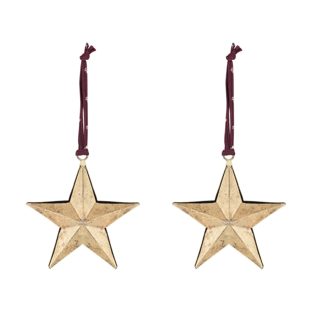 Roshani Iron Star Baubles - Antique Brass - Set of 2