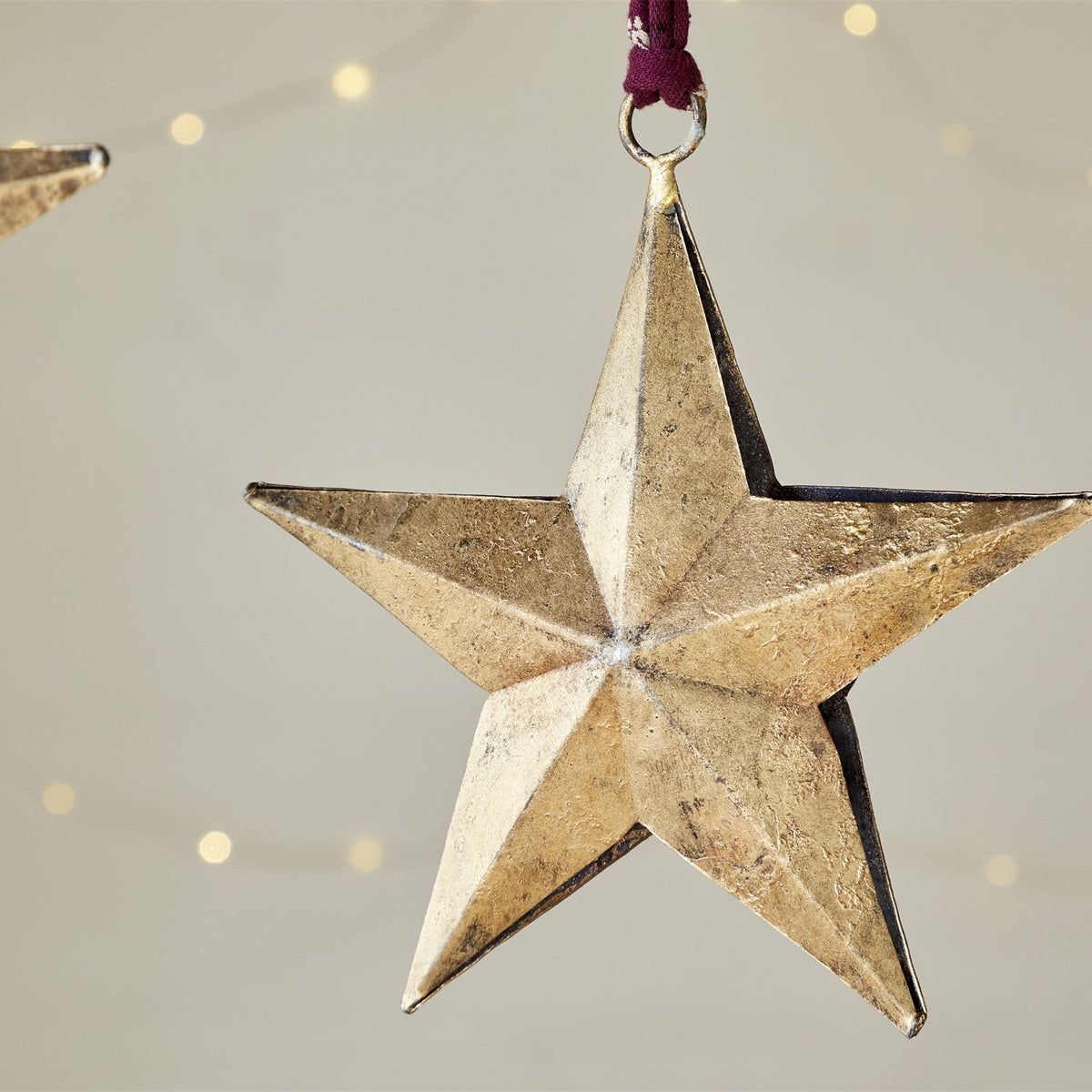 Roshani Iron Star Baubles - Antique Brass - Set of 2