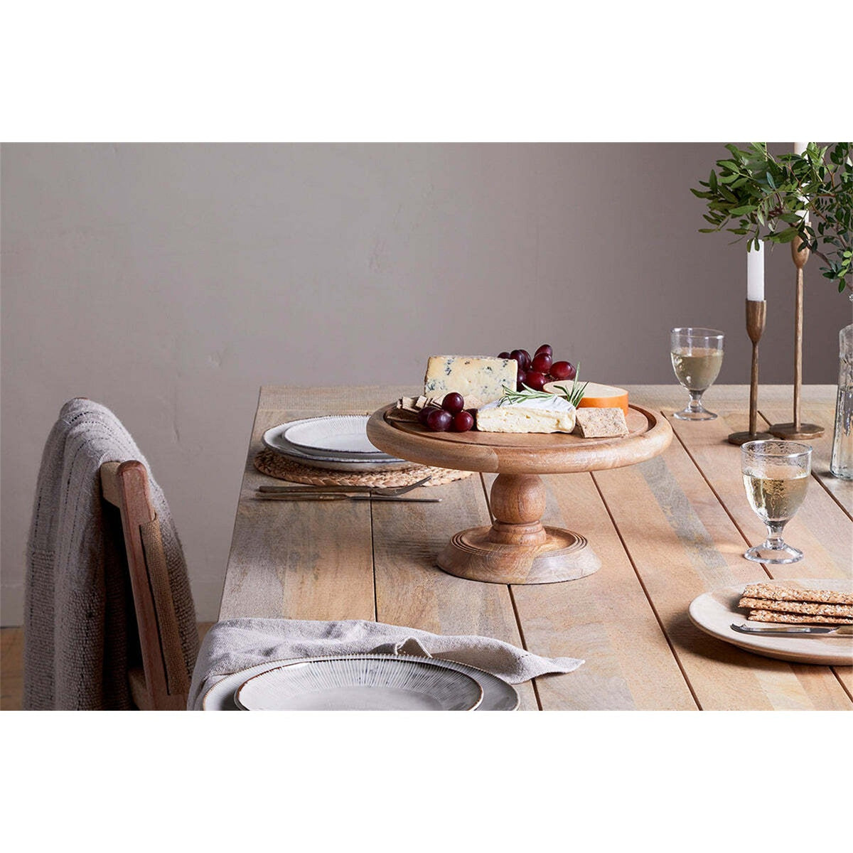 Mango Wood Cake Stand & Recycled Glass Dome - Natural
