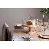 Mango Wood Cake Stand & Recycled Glass Dome - Natural