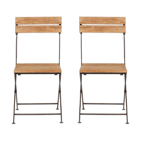 Rishikesh Wood Folding Garden Chair - Natural - Set of 2