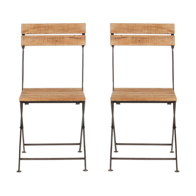 Rishikesh Wood Folding Garden Chair - Natural - Set of 2