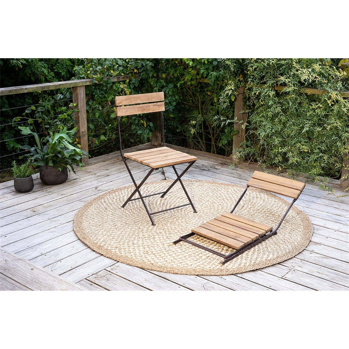Rishikesh Wood Folding Garden Chair - Natural - Set of 2