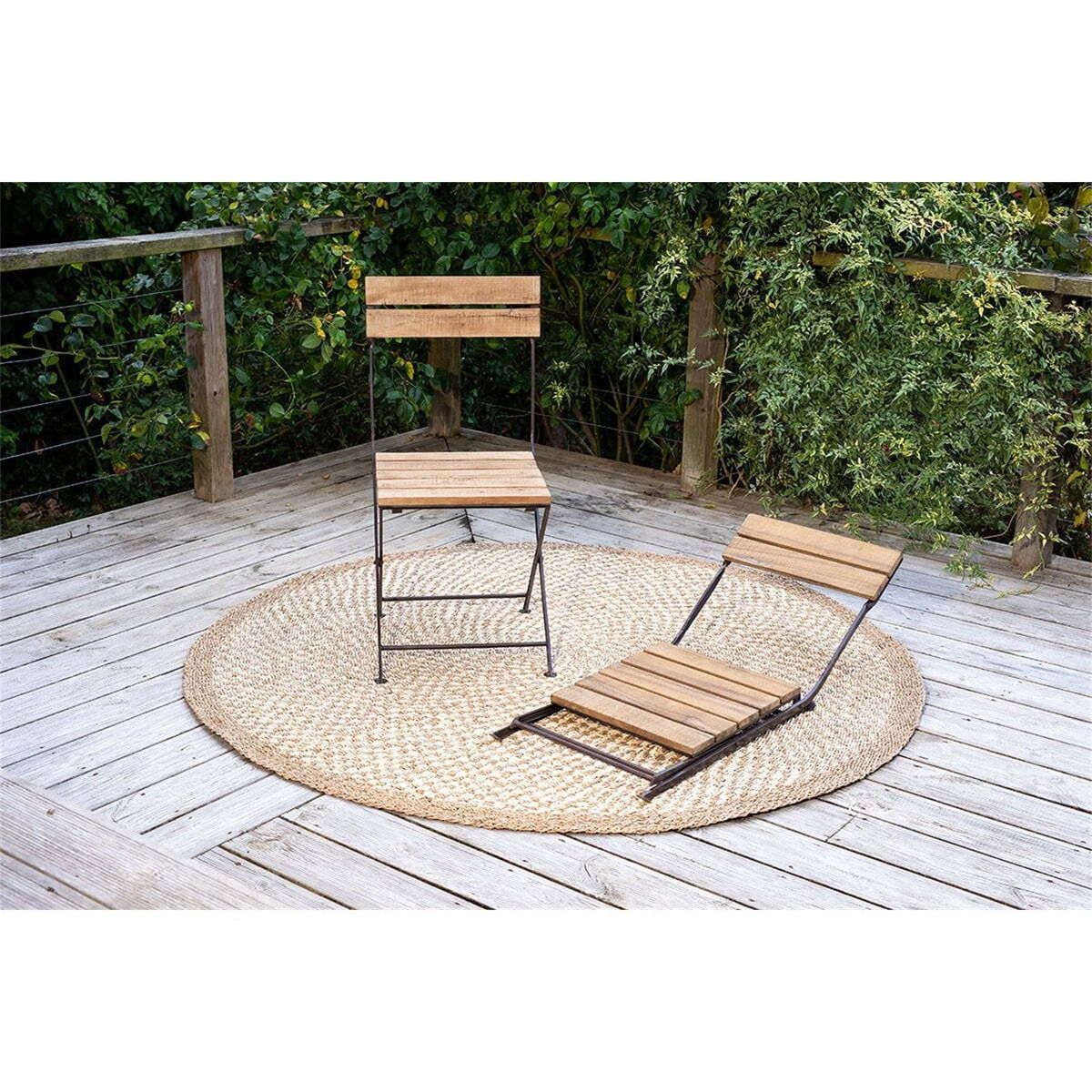 Rishikesh Wood Folding Garden Chair - Natural - Set of 2