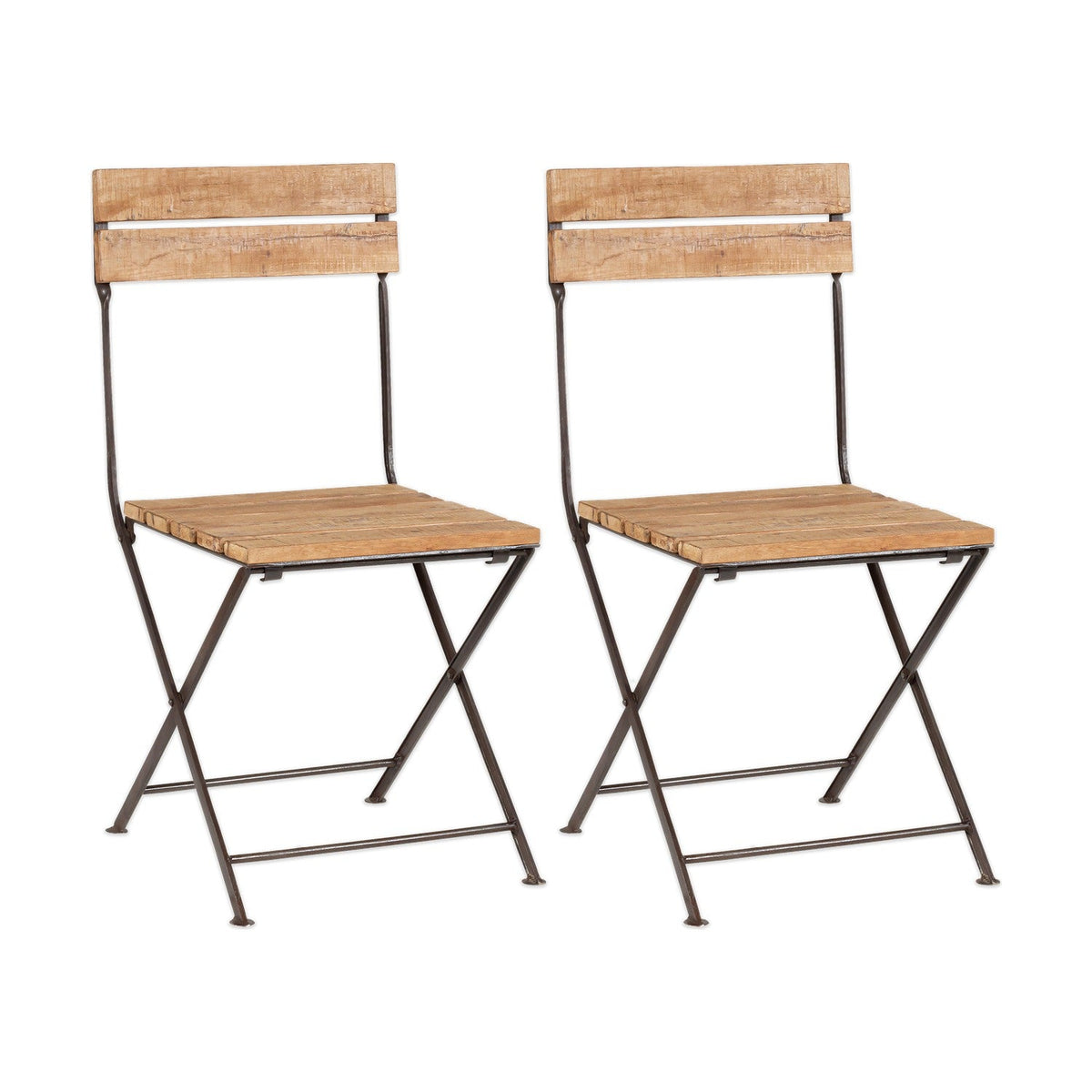 Rishikesh Wood Folding Garden Chair - Natural - Set of 2