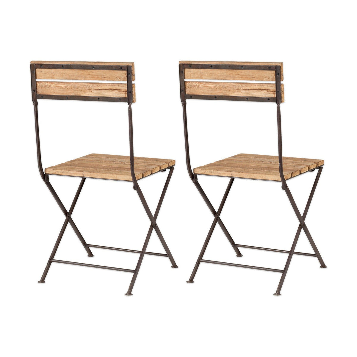 Rishikesh Wood Folding Garden Chair - Natural - Set of 2