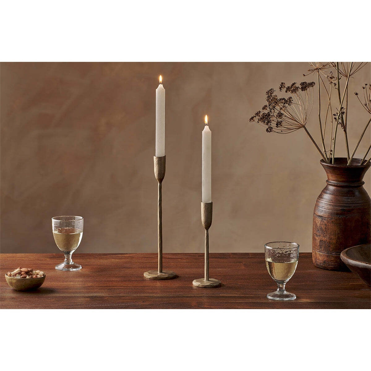 Rustic Soy Blend Dinner Candles - White - Set of 2