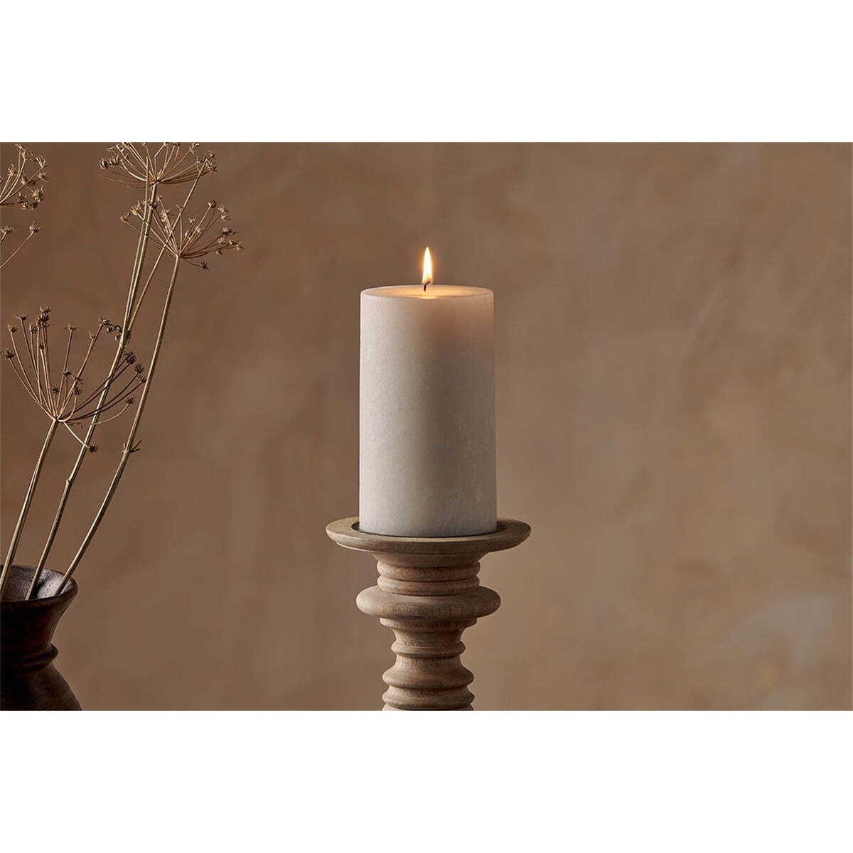 Rustic Large Soy Blend Pillar Candle - White